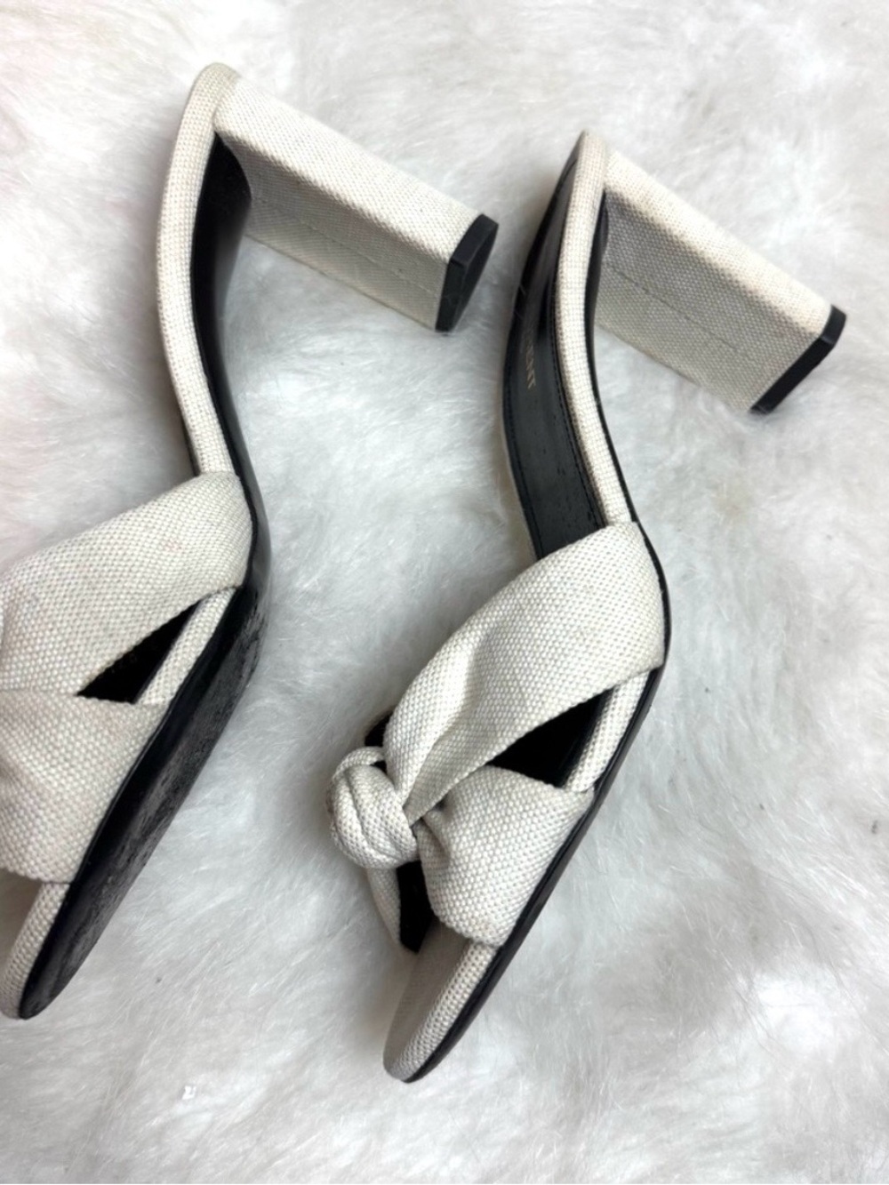 Saint Laurent Bianca Knot Tie Block Heel Slide on Sandals - Picture 7 of 10